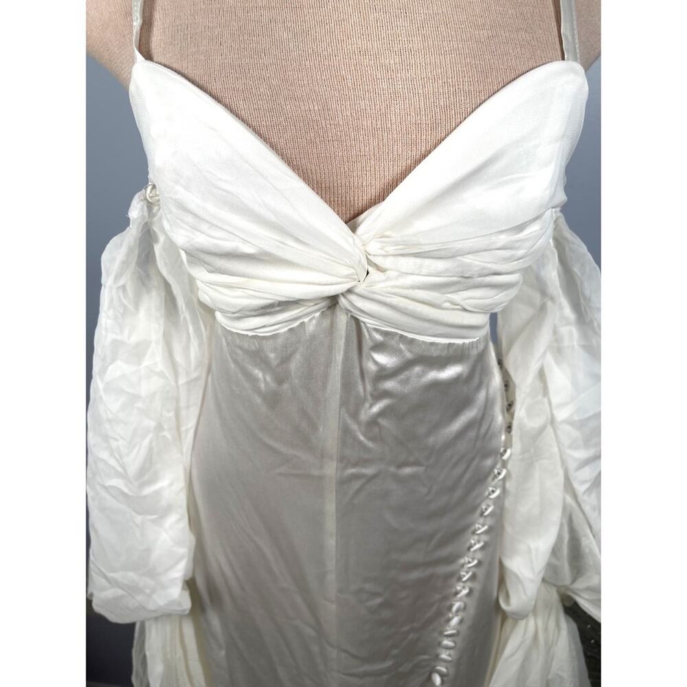 For Love & Lemons White Esme Puff Sleeve Bridal Gown Size Medium - Picture 6 of 13